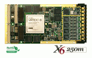 X6-250M 8 channels 250MSPS 14 bit ADC, Xilinx Virtex6 FPGA, 4GB DDR memory and x8 lanes PCIe to host.