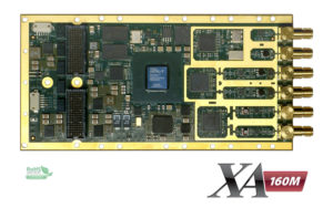 XA-160M board with analogue in and out using flash converters for data acquisition applications with an Artix7 FPGA.