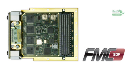 FMC-SDF Data Acquisition board with four AD7763 625kSPS ADCs and two LTC2758 476kSPS DACs on FMC